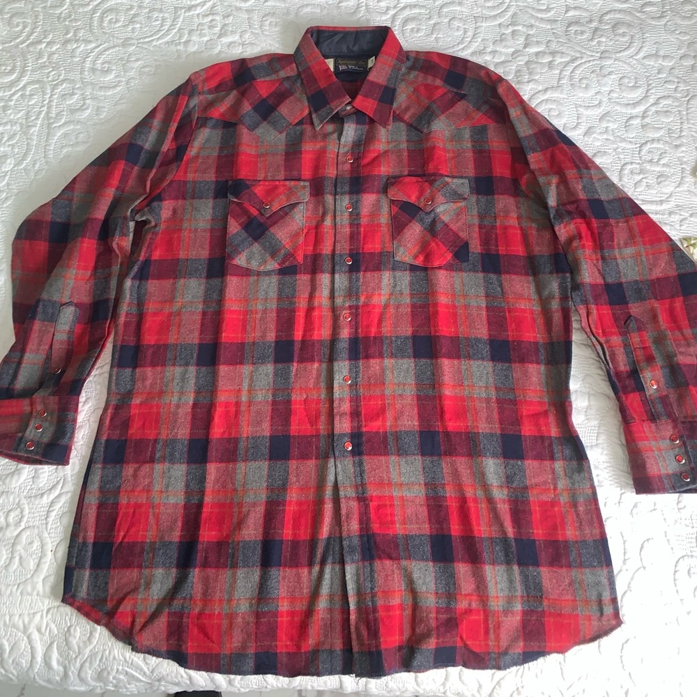 Panhandle Slim wool overshirt Fort Worth  Pearl Snap Shirt made in USA 18x35
